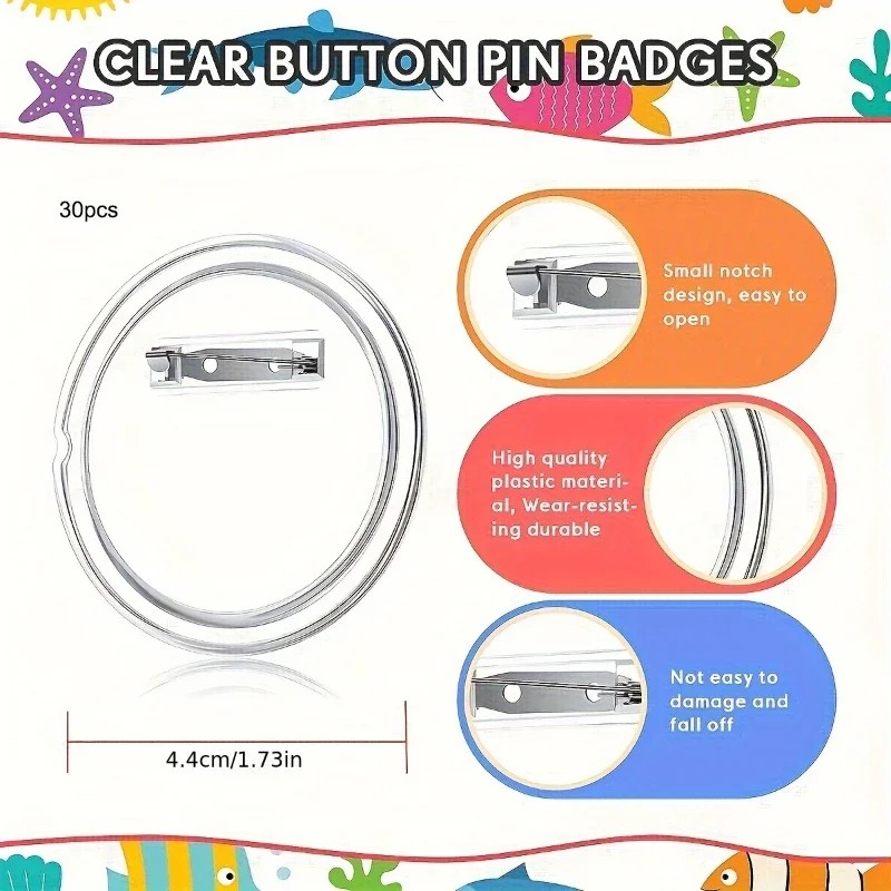 Button Badge Blank - 30 pezzi di componenti acrilici vuoti